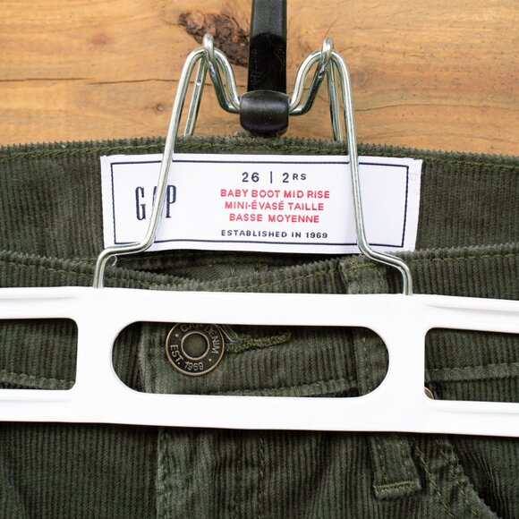 LIKE NEW! Gap Mid Rise Corduroy Baby Boot Pants Deep Green 2RS (Reg Short) - Picture 4 of 9